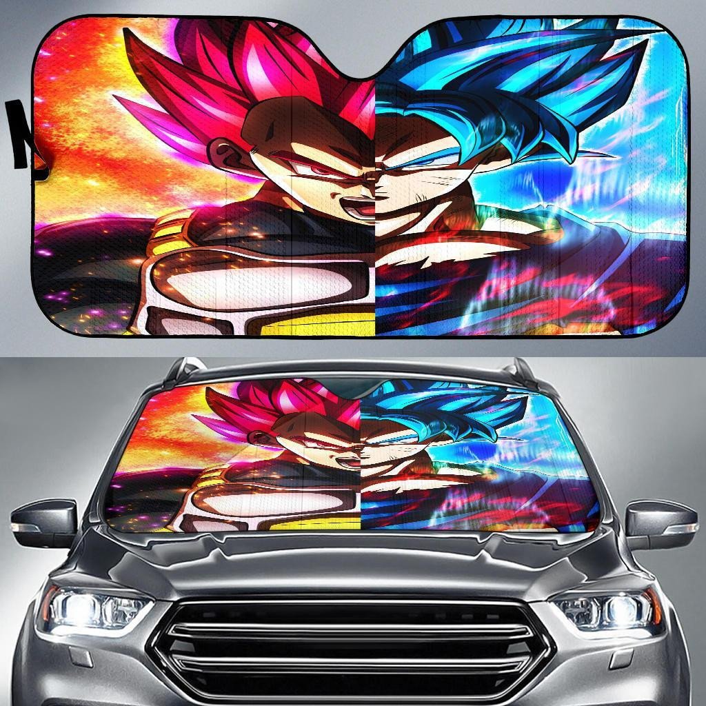 Dragon Ball Windshield Shade Goku Vegeta God Blue Red Car Sun Shade Dragon Ball Car Sun Shade