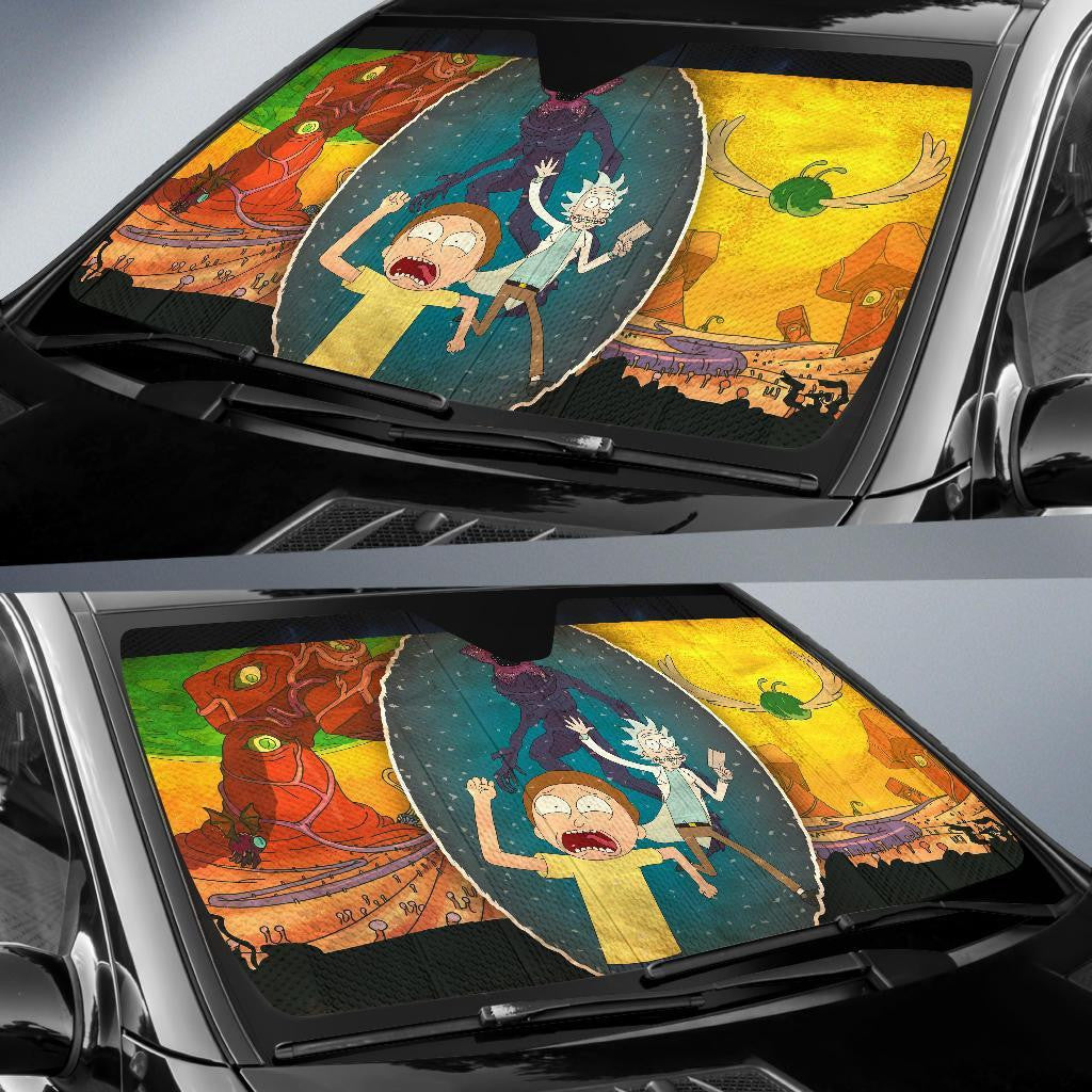 Rick And Morty Windshield Shade Rick And Morty Cross Over Stranger Things Car Sun Shade Rick And Morty Car Sun Shade