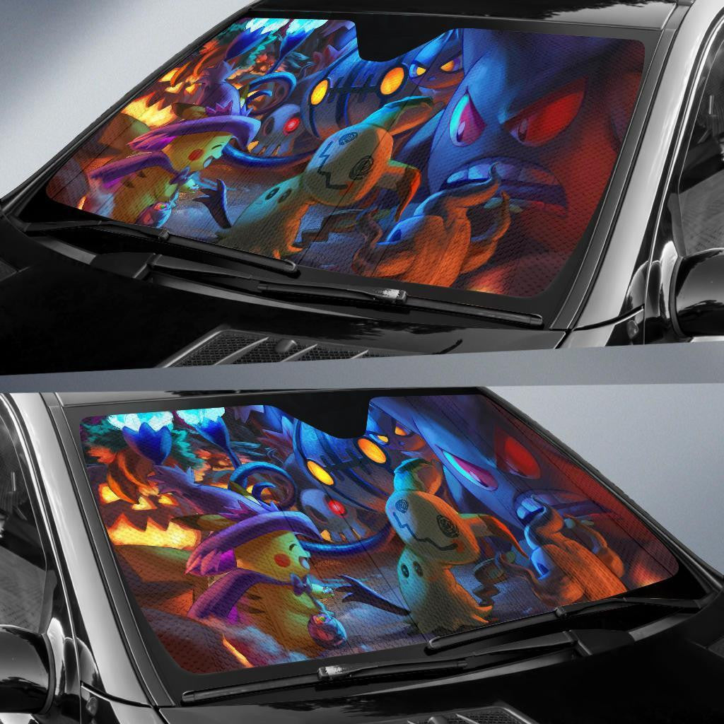 Pokemon Windshield Shade Pokemon Pikachu Playing Halloween Car Sun Shade Pokemon Car Sun Shade