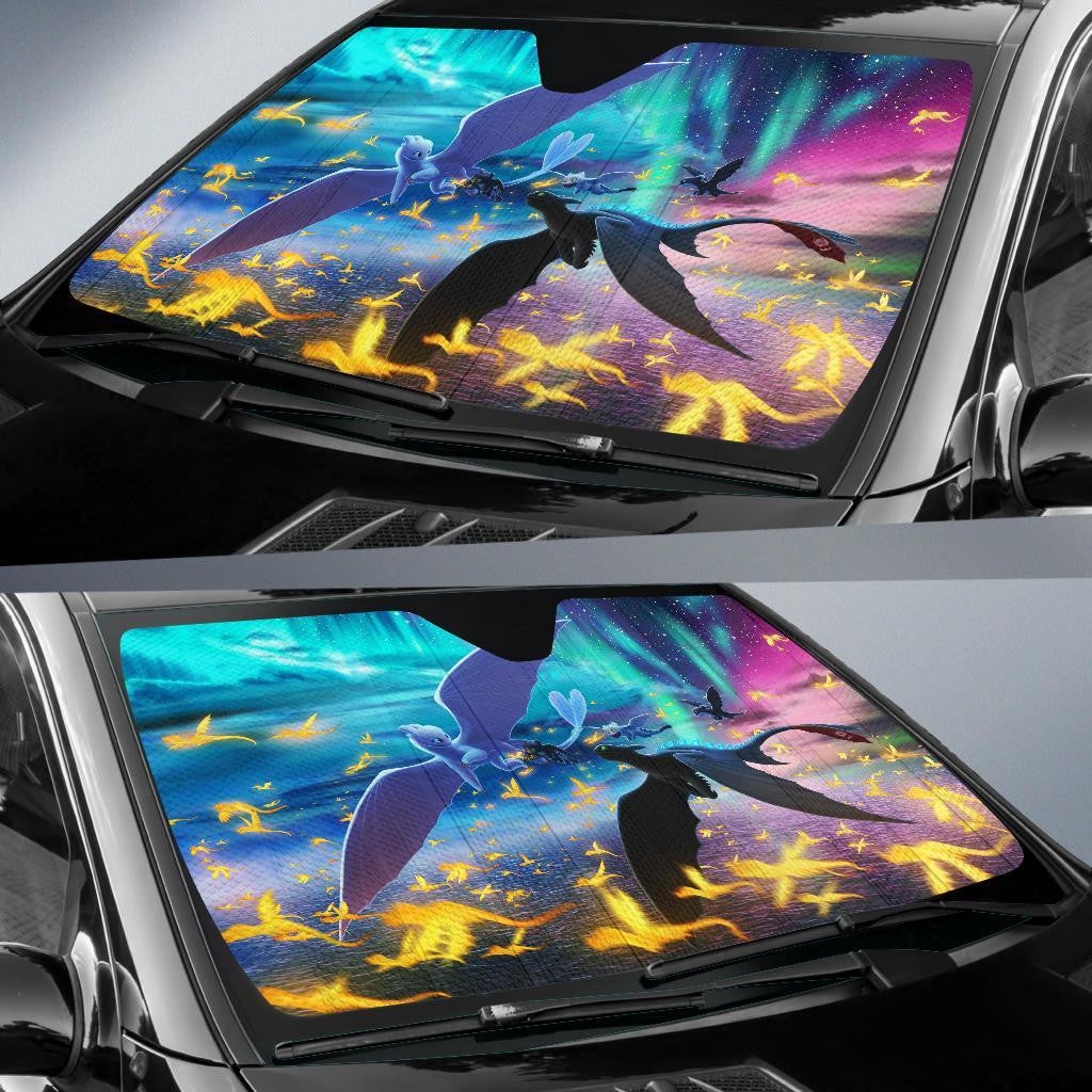  HTTYD DN Windshield Shade Light And Night Fury Family Car Sun Shade HTTYD DN Car Sun Shade