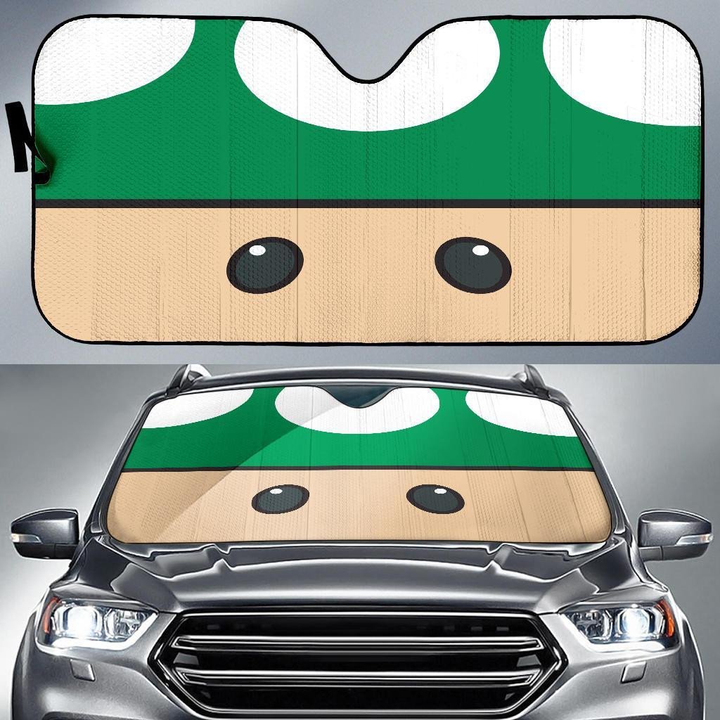 Mario Windshield Shade Green Mushroom Car Sun Shade Mario Car Sun Shade