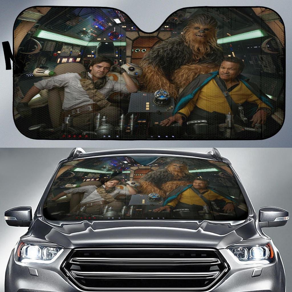 SW Windshield Shade Chewbacca With BB8 Car Sun Shade SW Car Sun Shade