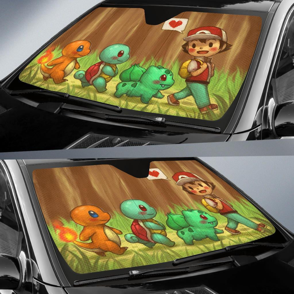 Pokemon Windshield Shade Ash And Pokemons Car Sun Shade Pokemon Car Sun Shade