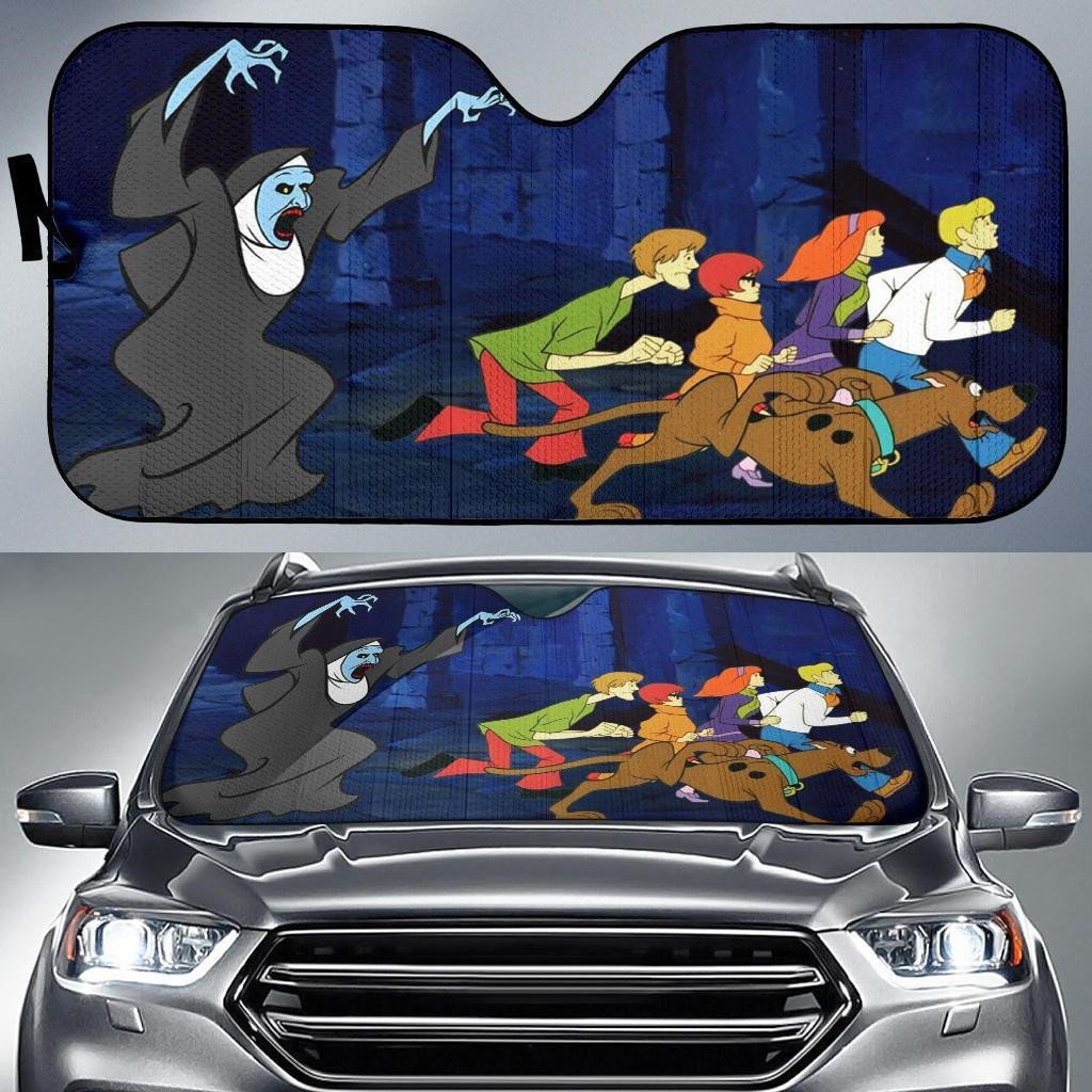 Schooby Doo Windshield Shade Schooby Doo Running From Ghost Car Sun Shade Schooby Doo Car Sun Shade