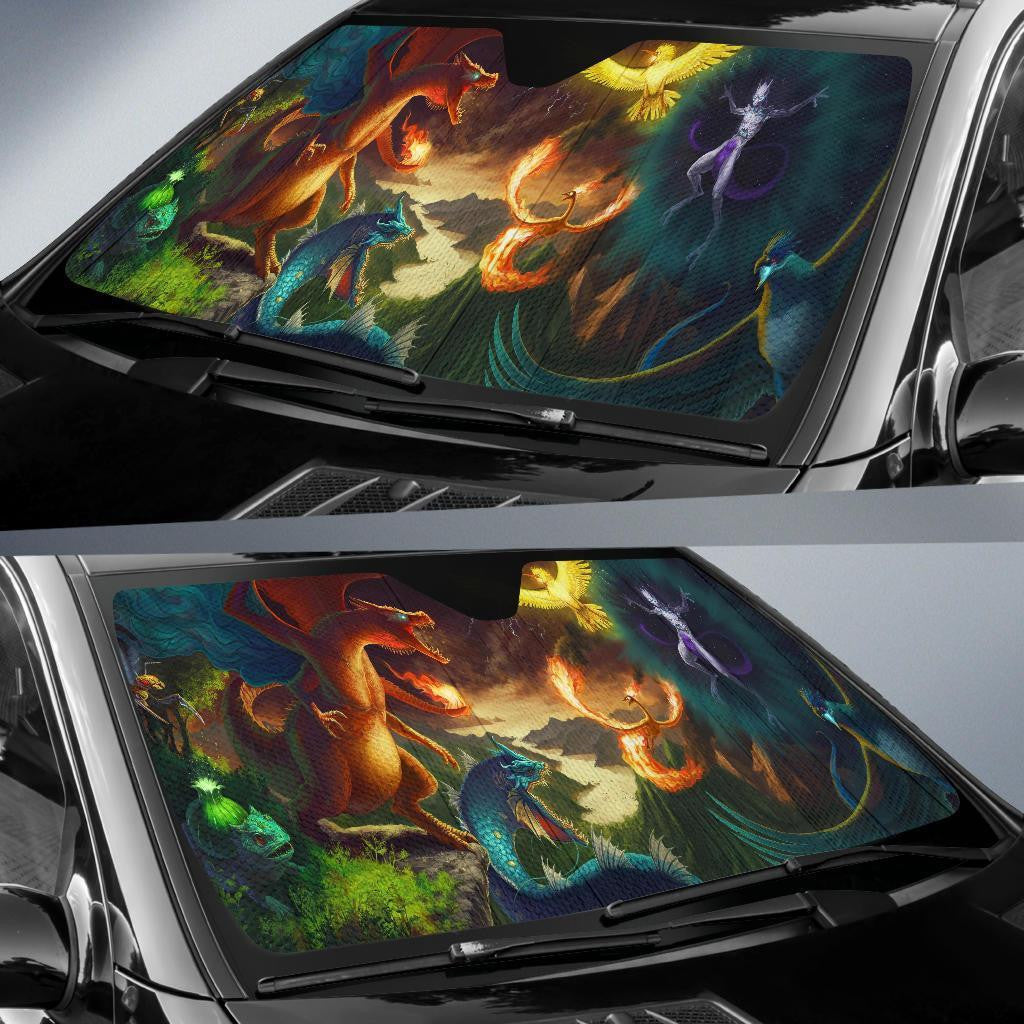 Pokemon Windshield Shade Pokemon Legendary Jurrasic Car Sun Shade Pokemon Car Sun Shade