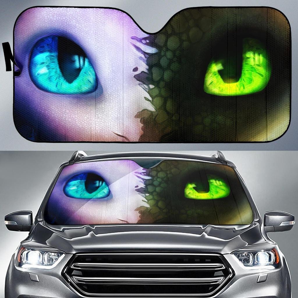  DN HTTYD Windshield Shade Light Fury Night Fury Eyes Car Sun Shade DN HTTYD Car Sun Shade