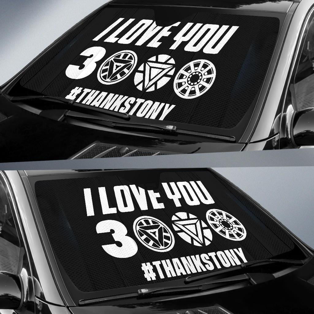 MV Iron Man Windshield Shade MV Iron Man I Love You 3000 ThanksTony Car Sun Shade MV Iron Man Car Sun Shade