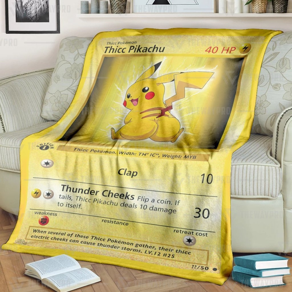 Pokemon Blanket Cute Pikachu Card Blanket