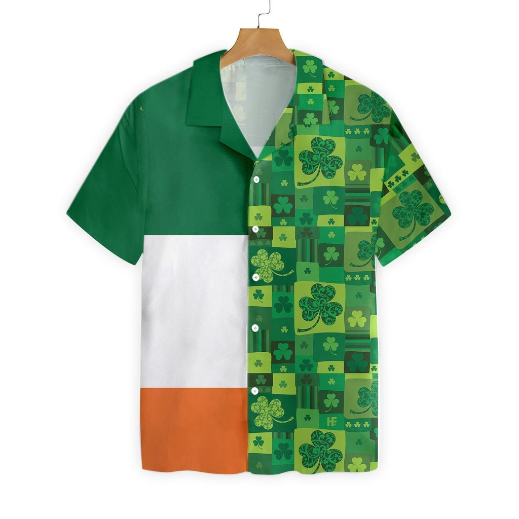 Gifury St Patrick's Day Hawaii Shirt Ireland Flag Four Leaf Clover Pattern Aloha Shirt St Patrick's Day Hawaiian Shirt 2022