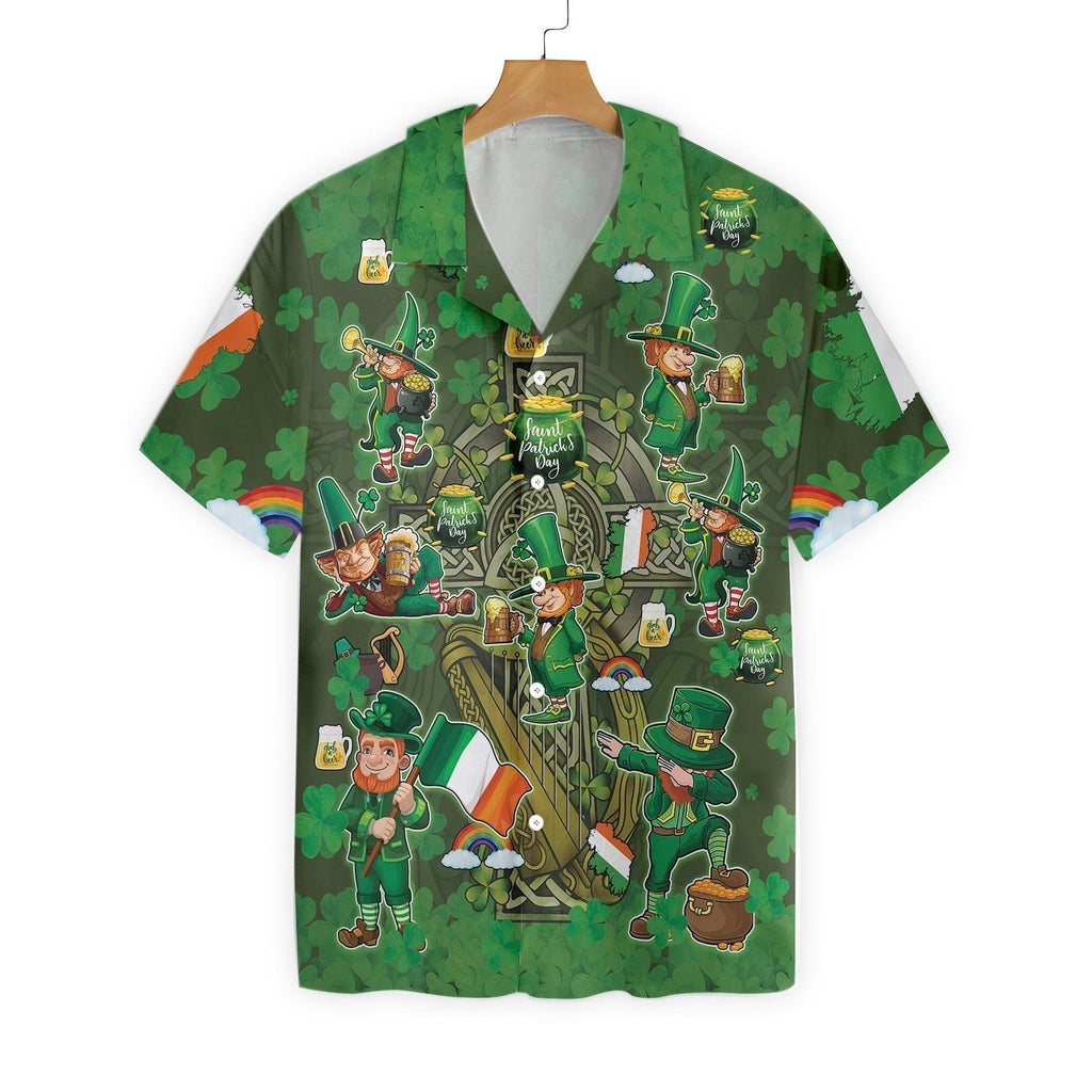 Gifury St Patrick's Day Hawaii Shirt Leprechauns Clover Aloha Shirt St Patrick's Day Hawaiian Shirt 2023