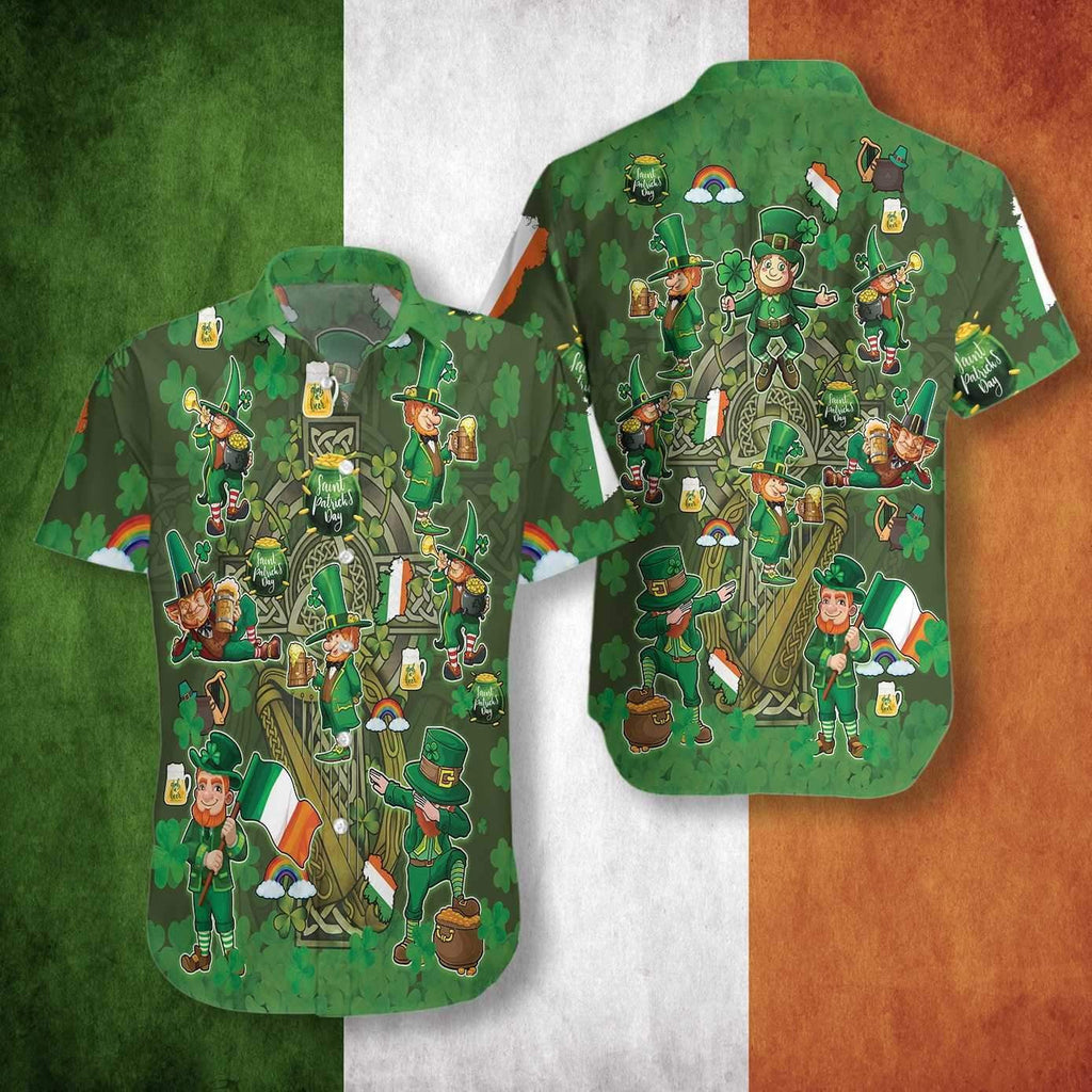 Gifury St Patrick's Day Hawaii Shirt Leprechauns Clover Aloha Shirt St Patrick's Day Hawaiian Shirt 2022