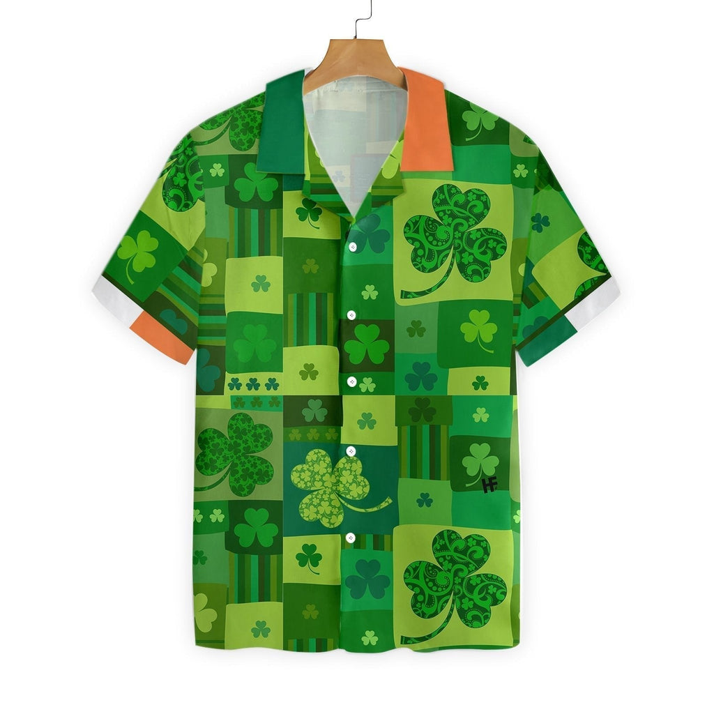 Gifury St Patrick's Day Hawaii Shirt Lucky Four Leaf Clover Pattern Aloha Shirt St Patrick's Day Hawaiian Shirt 2022