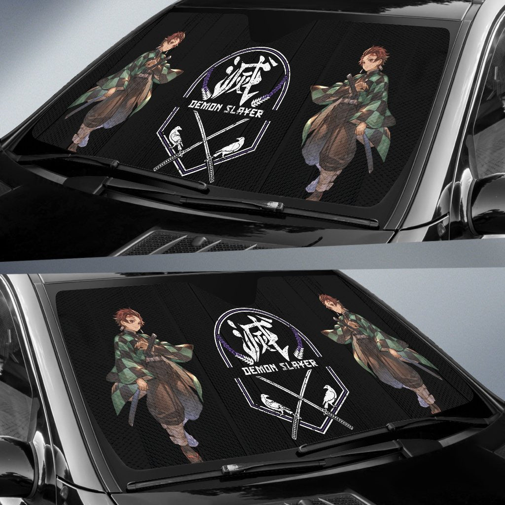  Demon Slayer Windshield Shade Tanjiro Swords Demon Slayer Kanji Car Sun Shade Demon Slayer Car Sun Shade