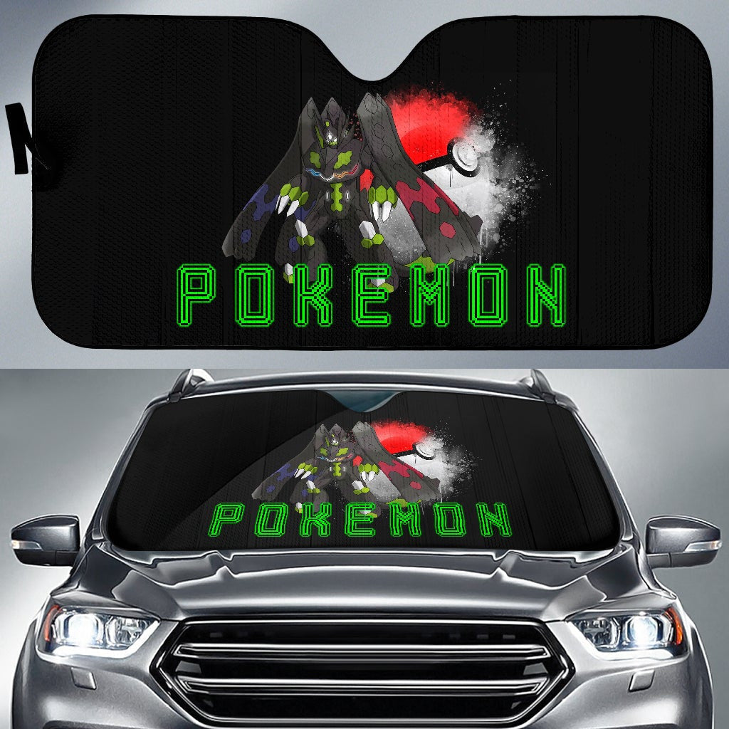 Pokemon Windshield Shade Zygarde Strength With Watercolor Poke Ball Car Sun Shade Pokemon Car Sun Shade