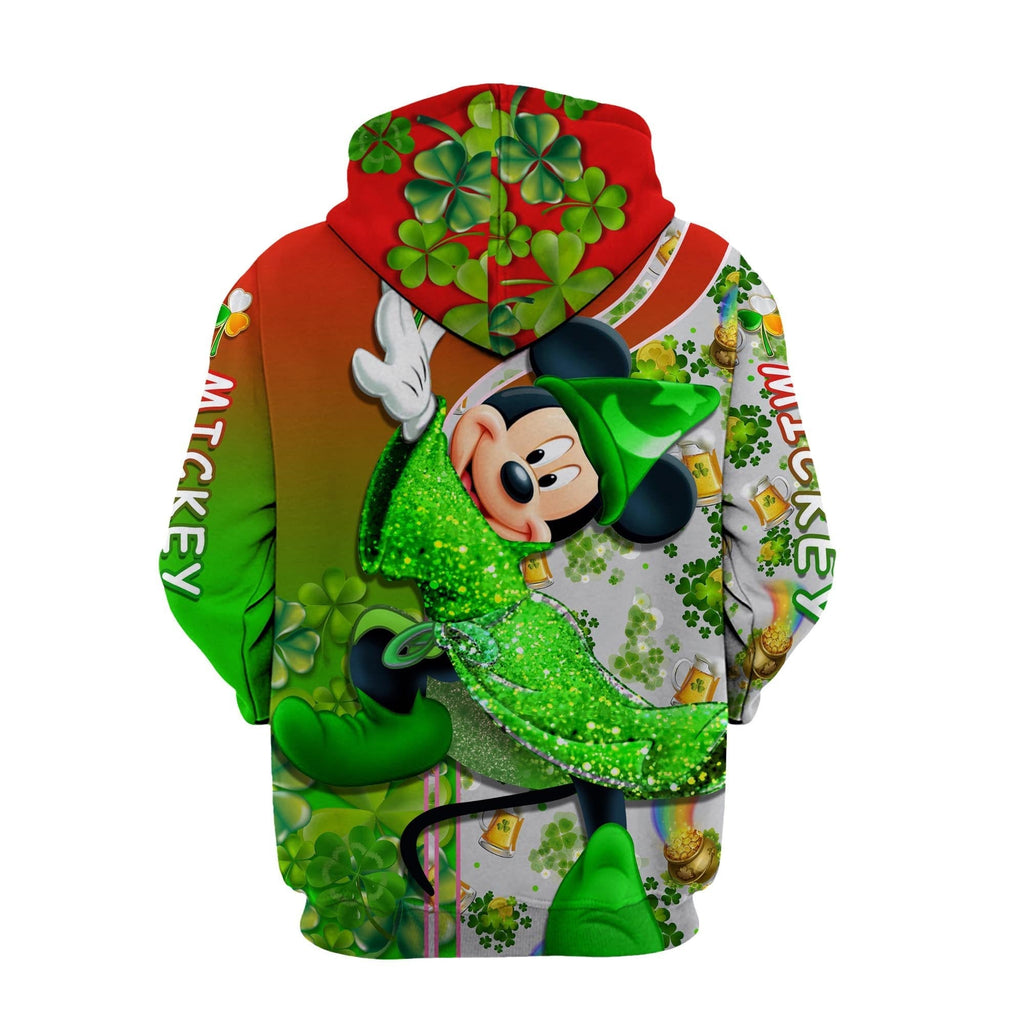  St Patrick Day DN Hoodie St Patrick Day Magician MN Mouse Green Red Hoodie