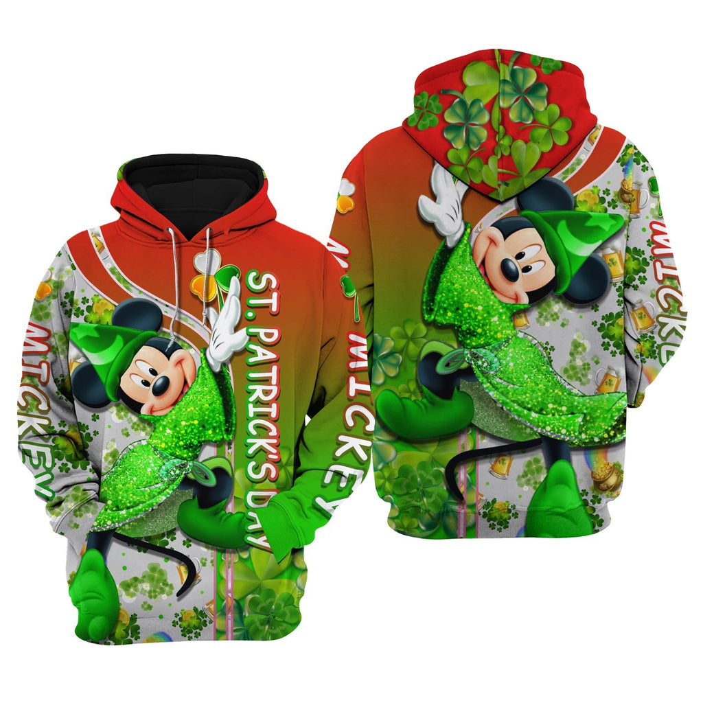  St Patrick Day DN Hoodie St Patrick Day Magician MN Mouse Green Red Hoodie