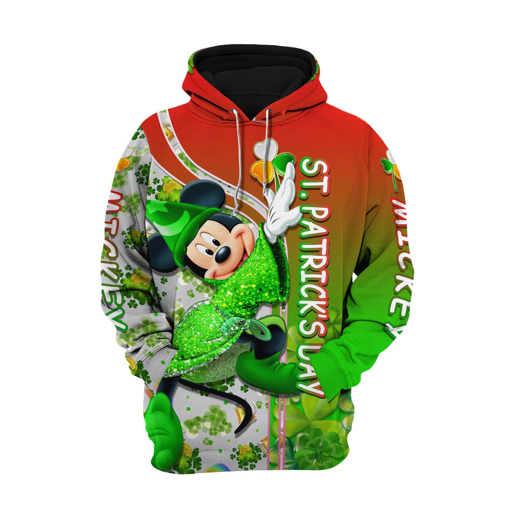  St Patrick Day DN Hoodie St Patrick Day Magician MN Mouse Green Red Hoodie