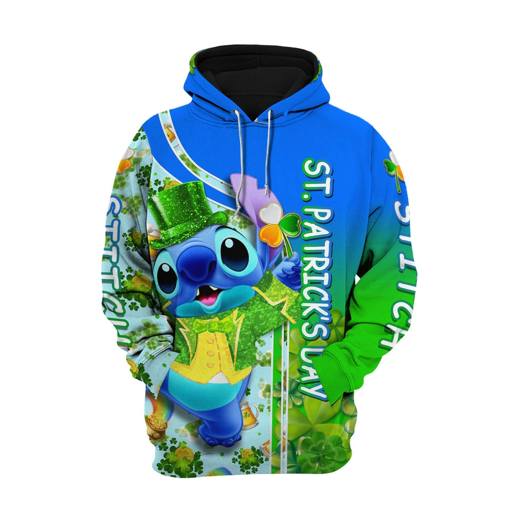  St Patrick Day DN Hoodie Happy St Patrick Day Stitch Green Blue Hoodie