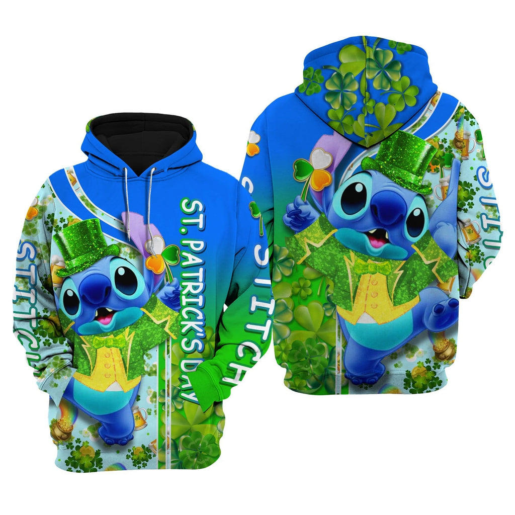  St Patrick Day DN Hoodie Happy St Patrick Day Stitch Green Blue Hoodie