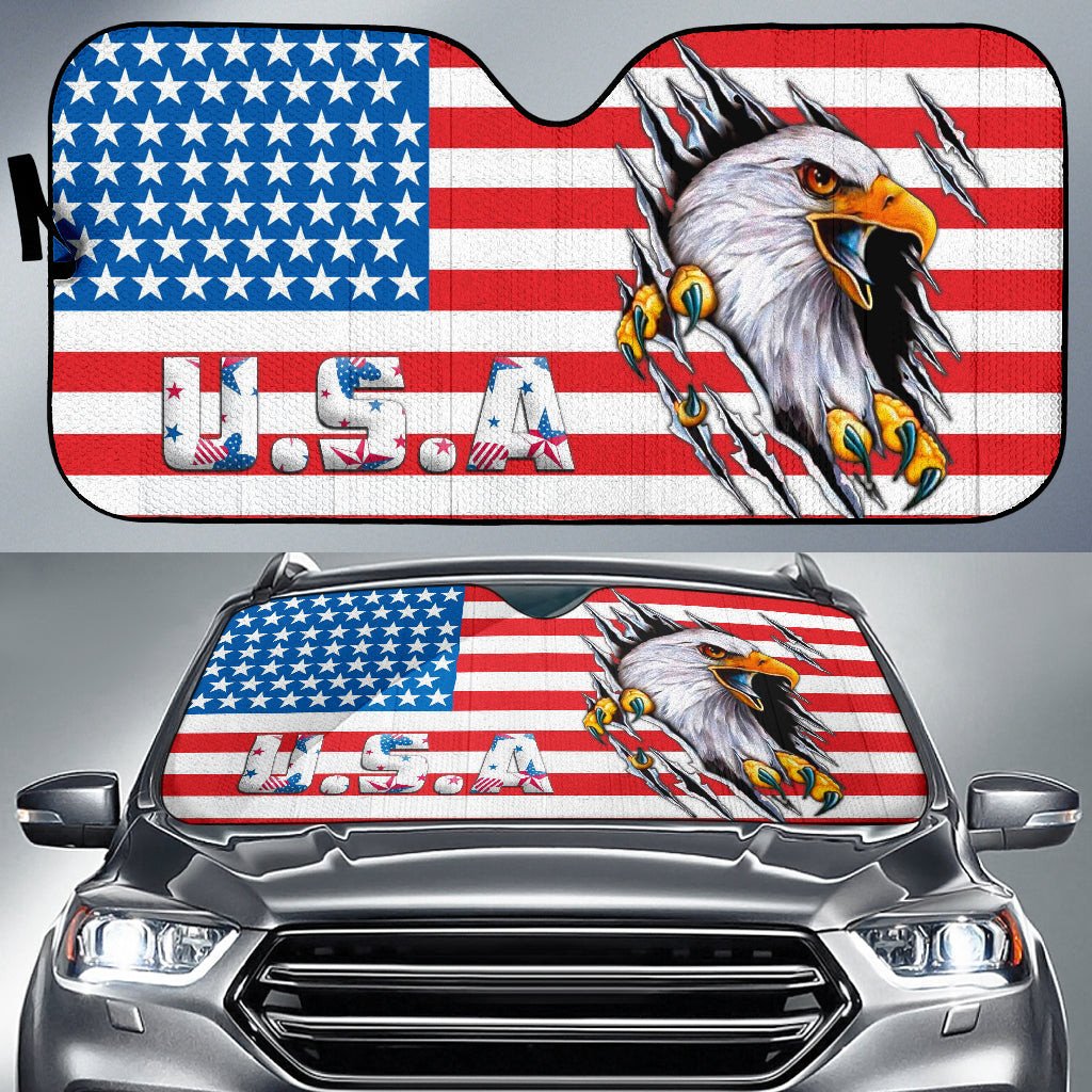 4th Of July Windshield Shade US Independence Day US Flag Bald Eagle USA Car Sun Shade Independence Day Car Sun Shade