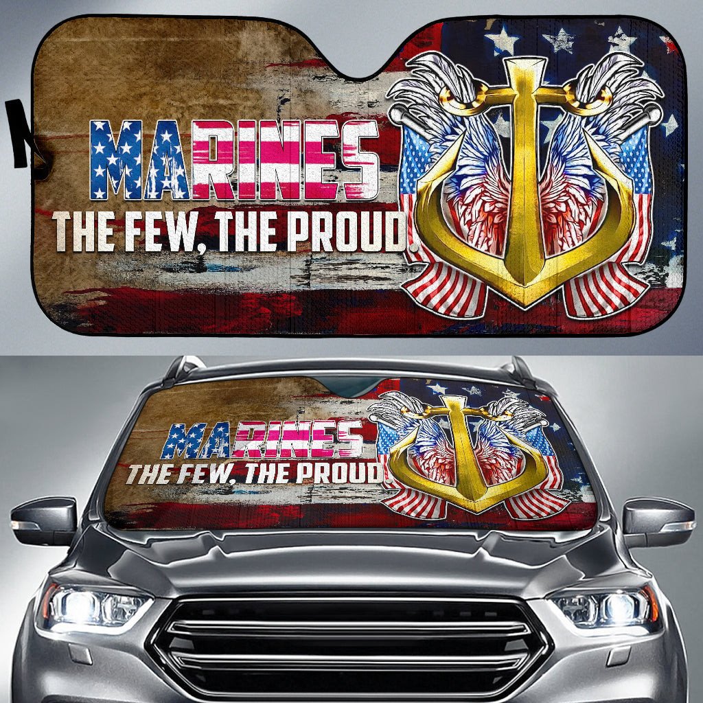 4th Of July Windshield Shade Marines Golden Ancor The Few The Proud Car Sun Shade Independence Day Car Sun Shade Veteran Car Sun Shade