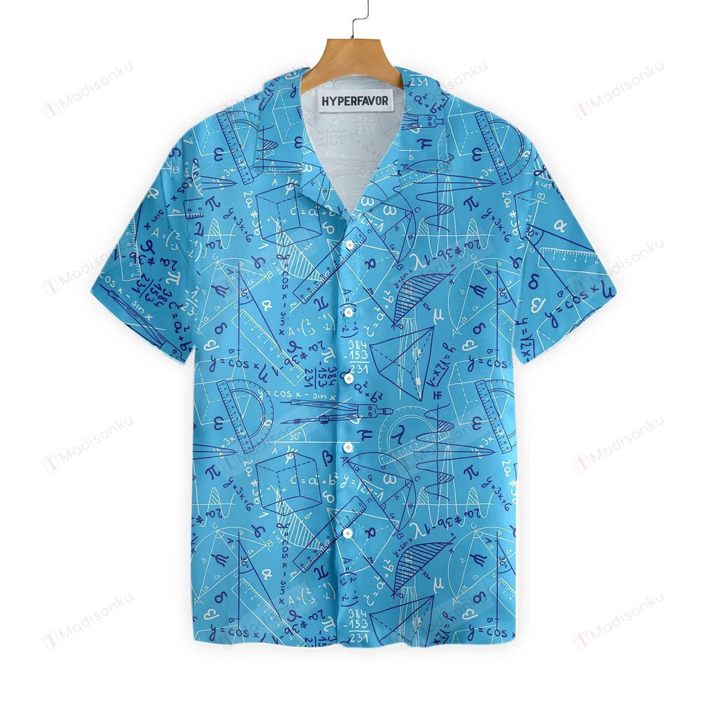 Math Hawaii Shirt Mathematic Geometry Blue Aloha Shirt Math Shirt