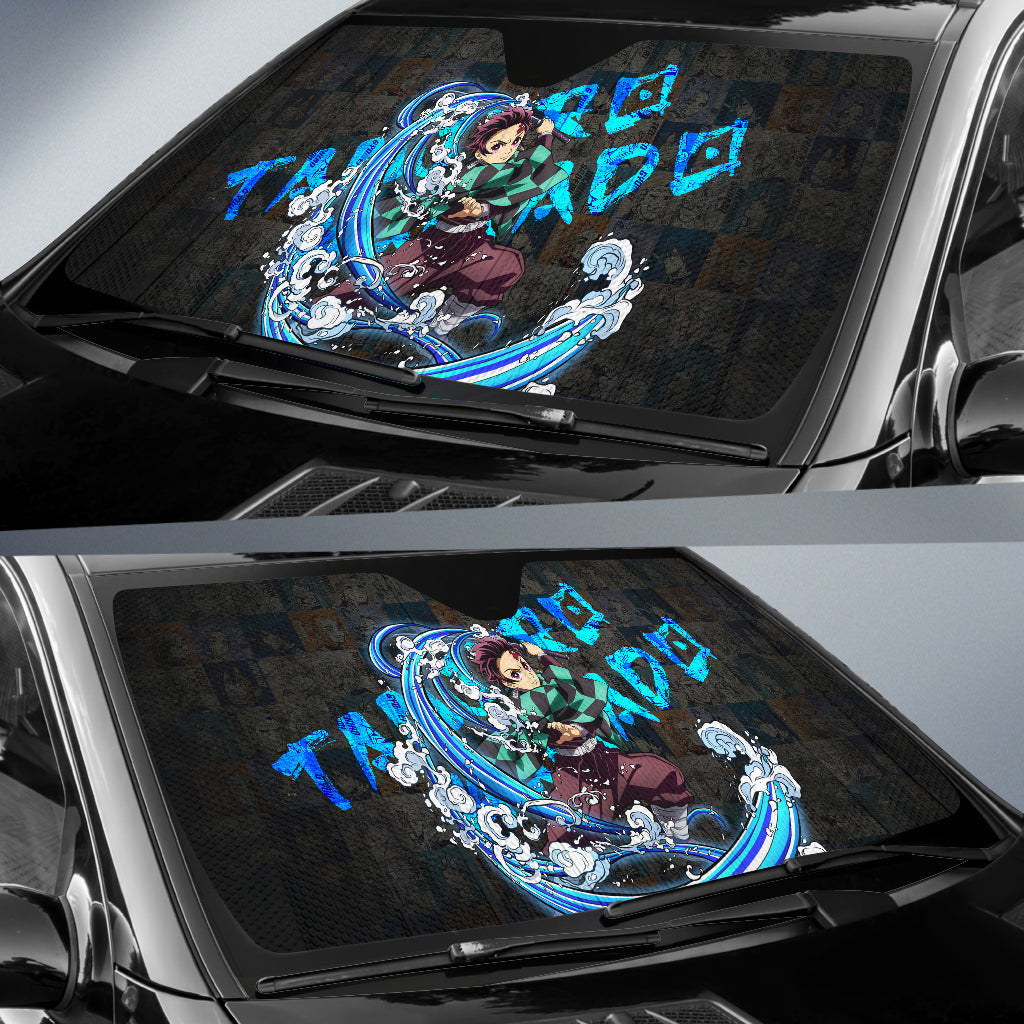  Demon Slayer Windshield Shade Tanjiro Kamado Water Breathing Car Sun Shade Demon Slayer Car Sun Shade