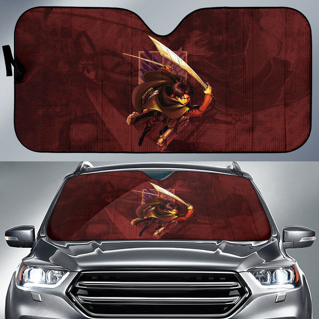  Attack On Titan Windshield Shade Levi Ackerman Attack On Titan Car Sun Shade Attack On Titan Car Shade