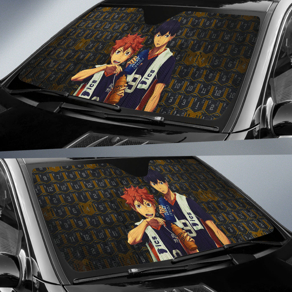 Haikyuu Windshield Shade Tobio Kageyama And Shoyo Hinata Resting Haikyuu Car Sun Shade Haikyuu Car Sun Shade