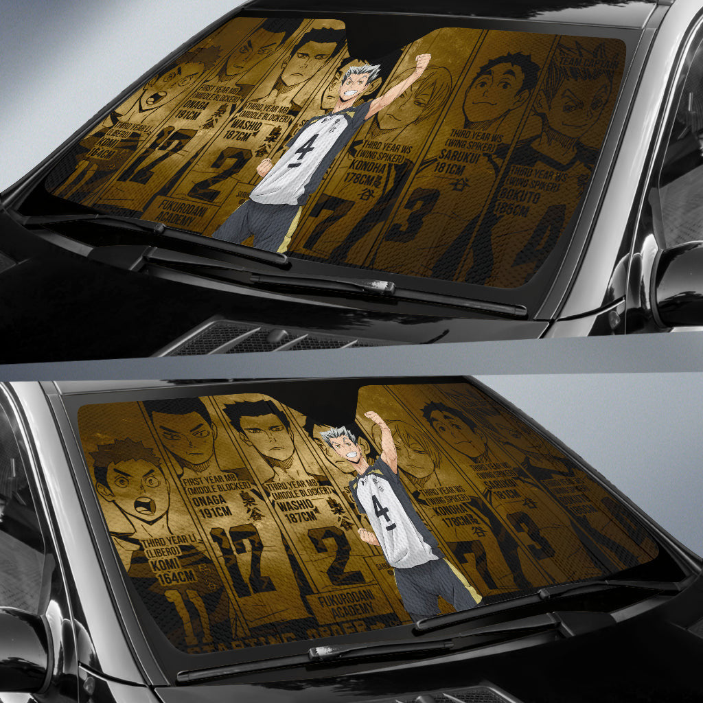 Haikyuu Windshield Shade Kotaru Bokuto Team Haikyuu Car Sun Shade Haikyuu Car Sun Shade