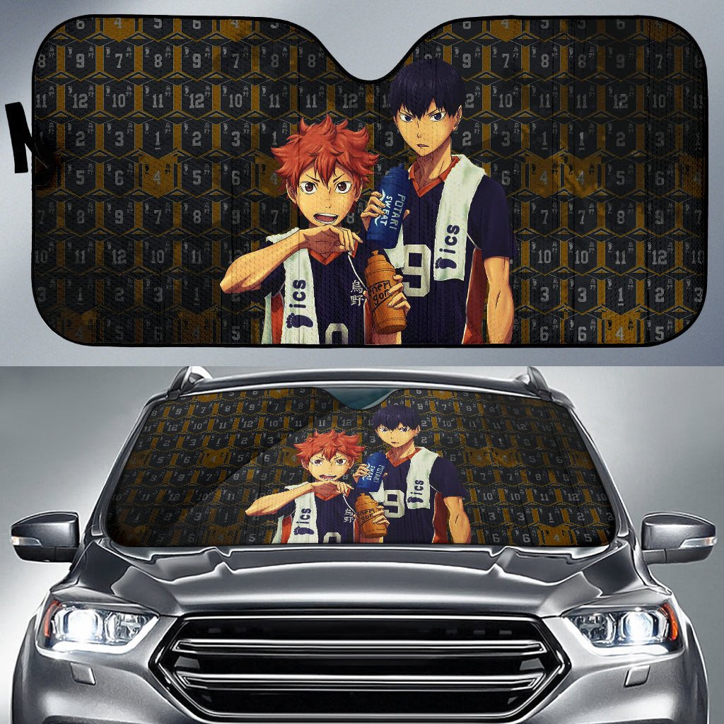 Haikyuu Windshield Shade Tobio Kageyama And Shoyo Hinata Resting Haikyuu Car Sun Shade Haikyuu Car Sun Shade