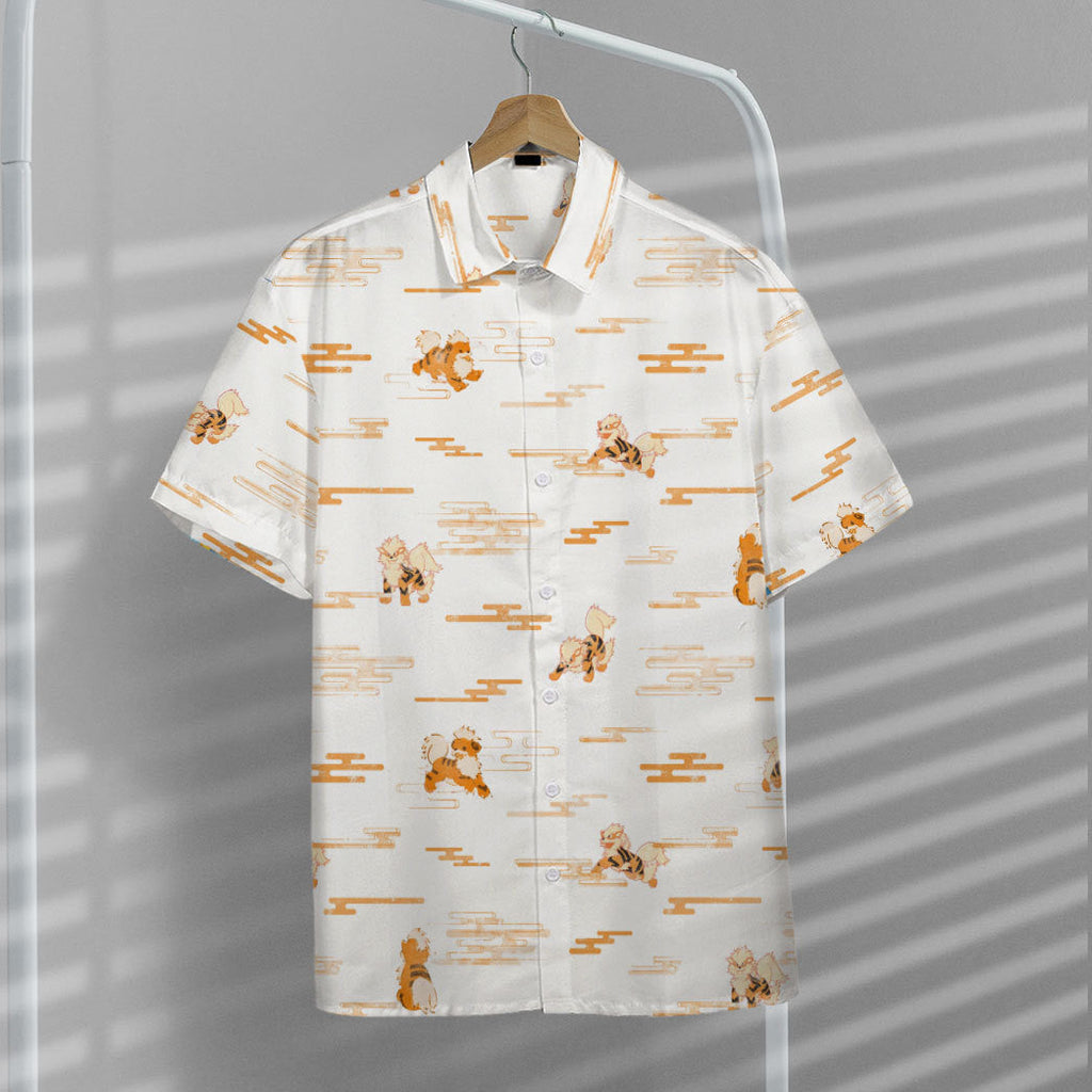  Pokemon Hawaiian Shirt Arcanine Evolution White Hawaii Shirt Pokemon Aloha Shirt 