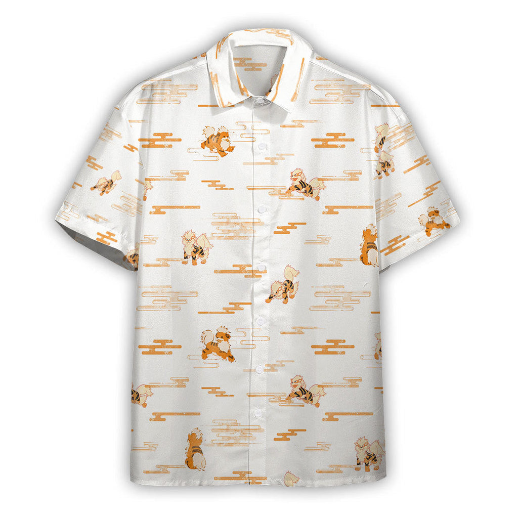  Pokemon Hawaiian Shirt Arcanine Evolution White Hawaii Shirt Pokemon Aloha Shirt 