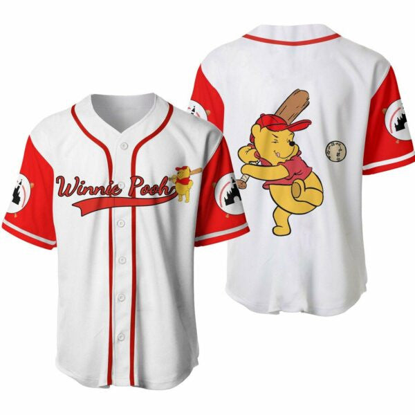 Winnie The Pooh Jersey Disney Winnie The Pooh Sport Player White Red Jersey Shirt Winnie The Pooh Baseball Jersey Disney Baseball Jersey