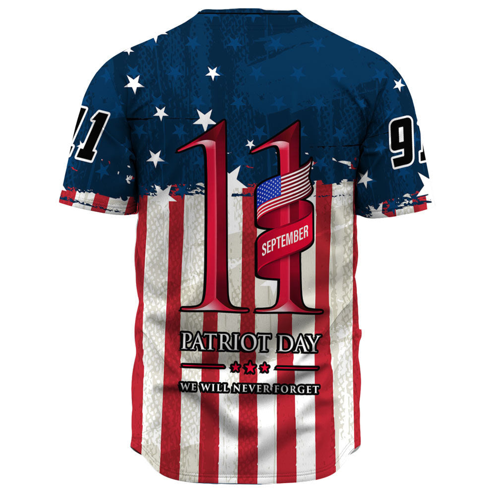 Patriot Day Jersey Never Forget Happy Patriot Day 09-11-01 Red White Blue Jersey Shirt September 11th Baseball Jersey For Men Women