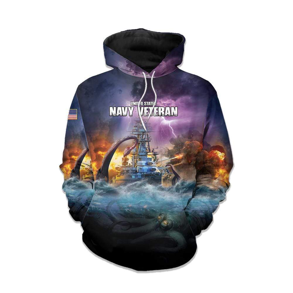 United States Navy Veteran Hoodie Kraken Monster Hoodie Military Gifts