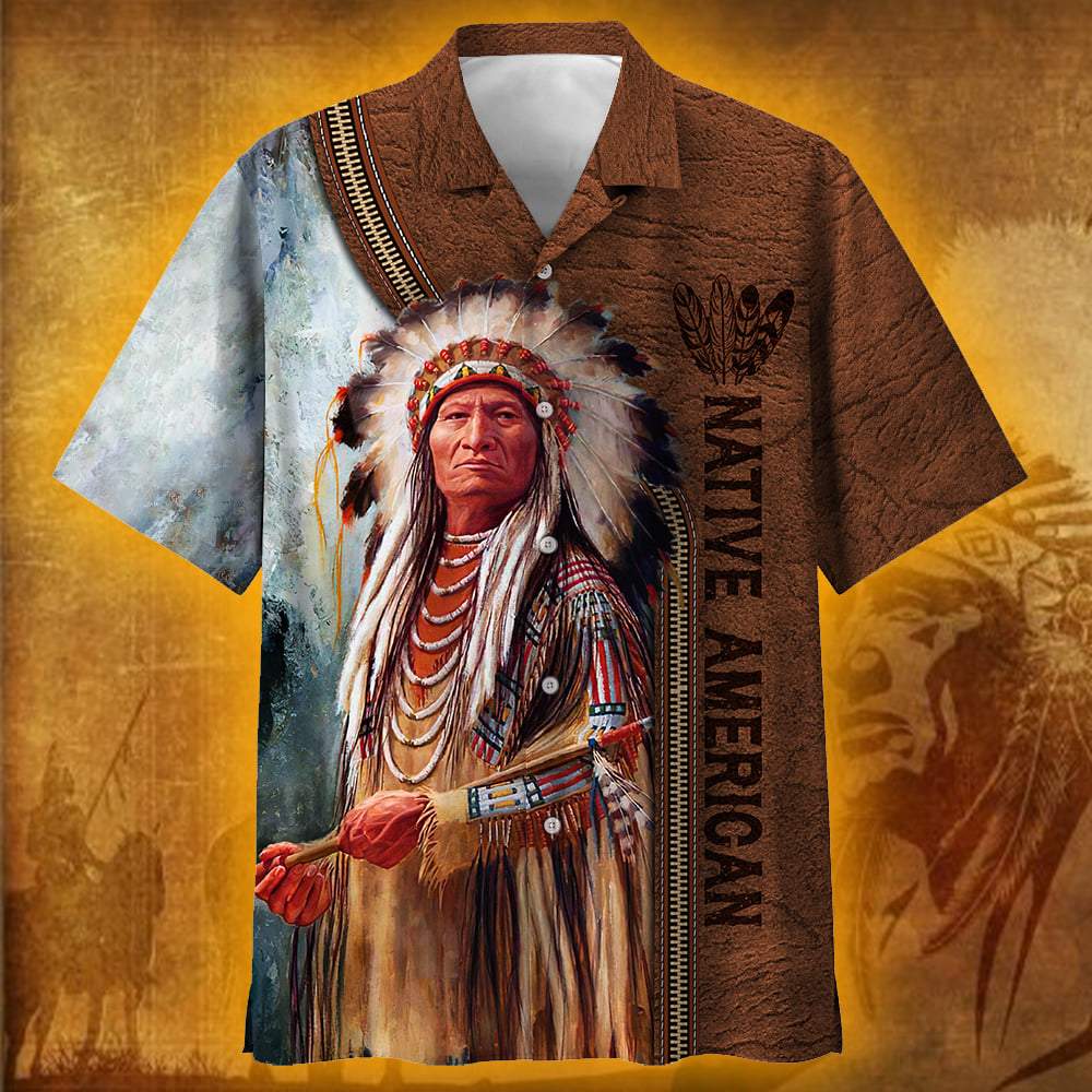 Gifury Native American Aloha Hawaii Shirt Native American Chief Leather Hawaiian Shirt Native American Hawaii Shirt  2022