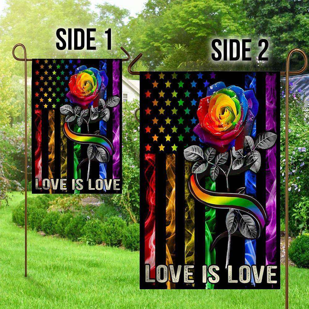  LGBT Pride Flag Rainbow Rose American Flag Love Is Love Garden And House Flag