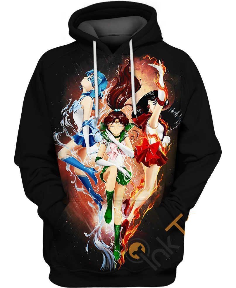 Sailor Moon Hoodie Guardians Sailor Moon Mercury Jupiter Mars Black Hoodie Anime Hoodie Ault 