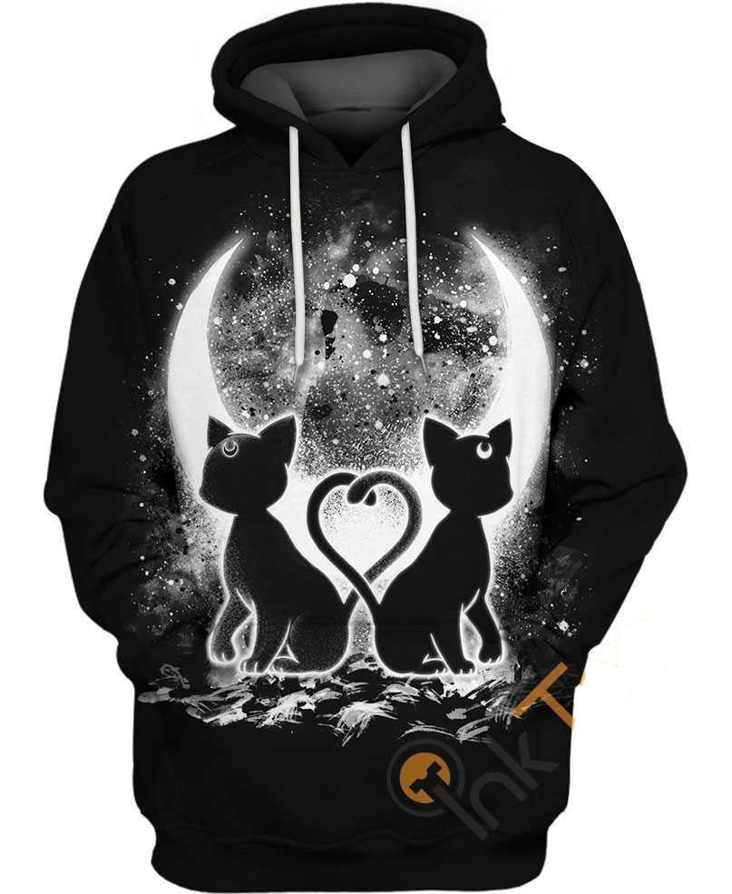 Sailor Moon Hoodie Moon Cats Sailor Moon Silhouette Black White Hoodie Anime Clothing  