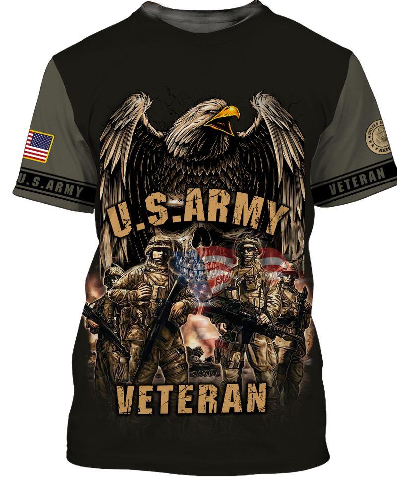 United States Army Veteran Hoodie Black Eagle Soldier Full Size Adult 3D T-shirt Hoodie