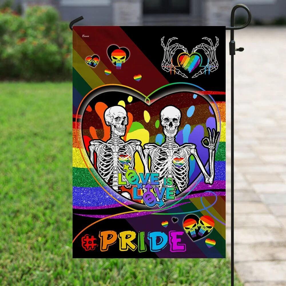  LGBT Pride Flag Skull Love Is Love LGBT Pride Garden And House Flag