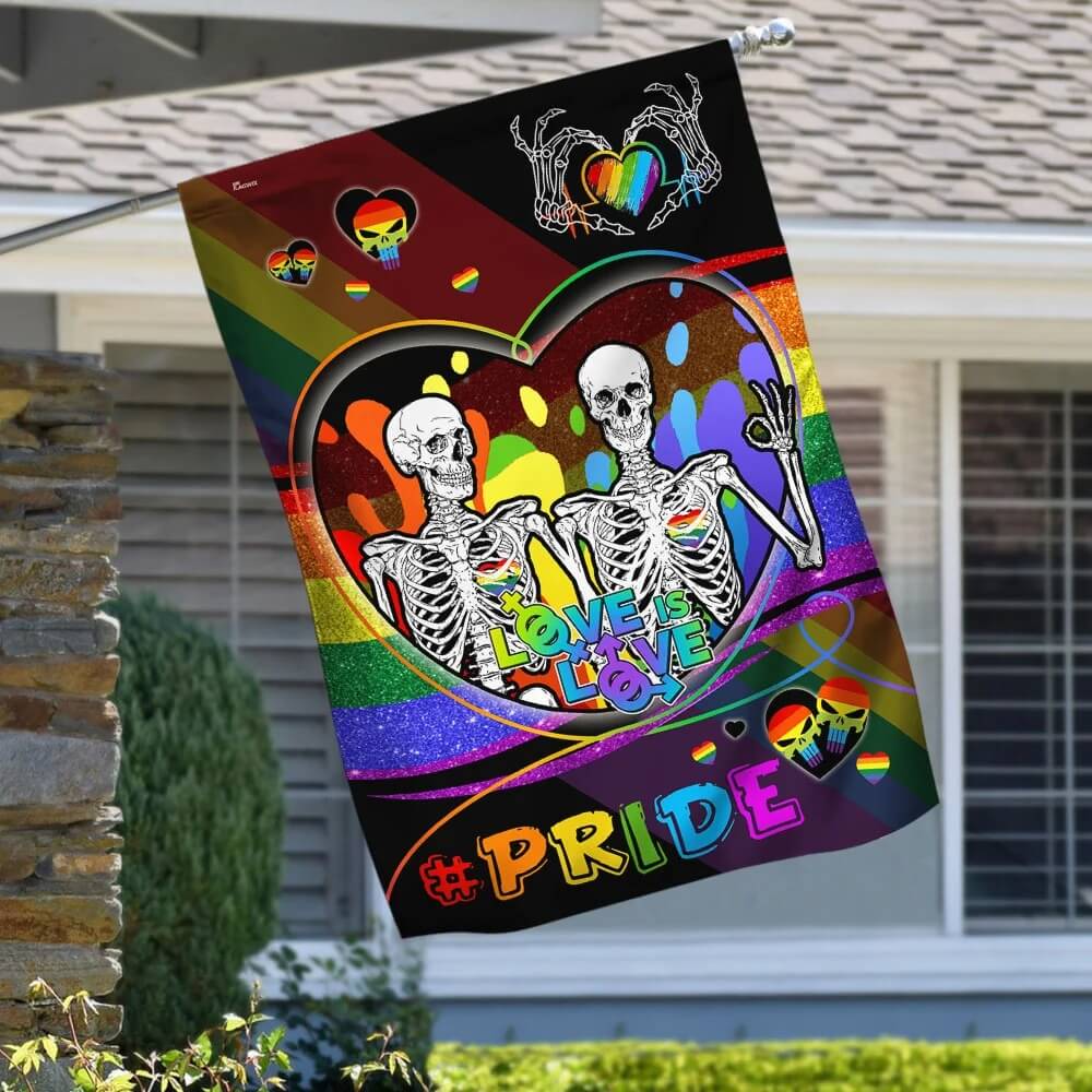  LGBT Pride Flag Skull Love Is Love LGBT Pride Garden And House Flag