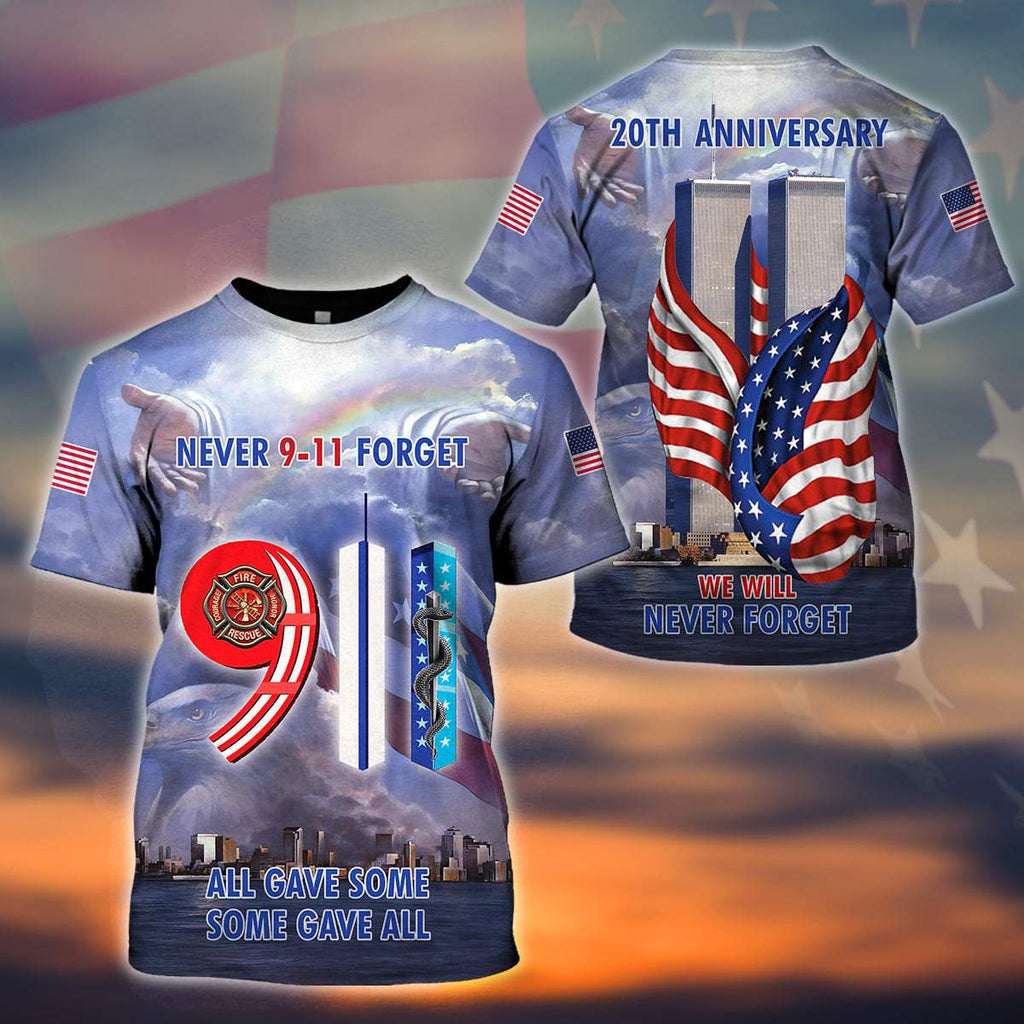 Gifury Patriot Day Shirt September 11th T-shirt 20 Years Anniversary 09-11 We Will Never Forget Blue T-shirt Patriot Day Apparel 2022