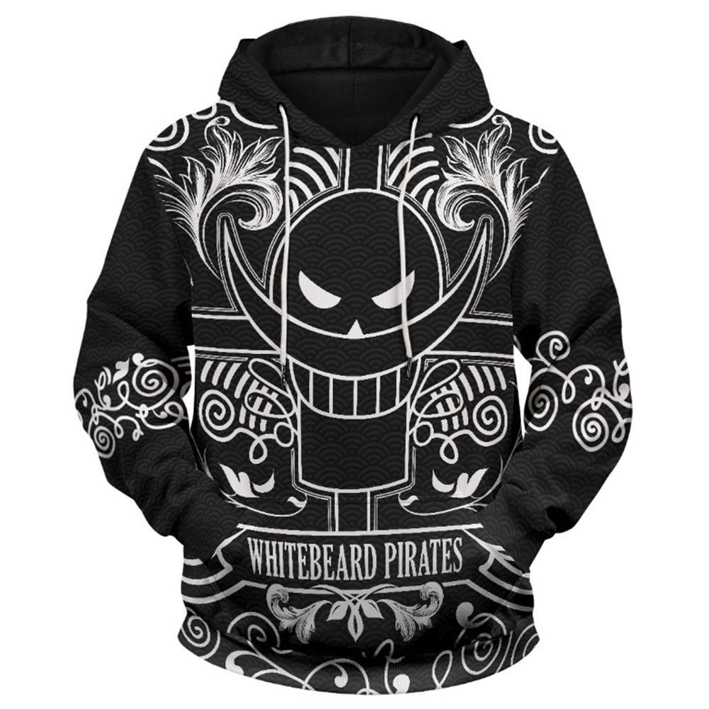  One Piece Hoodie Whitebeard Pirates Child Of Whitebeard Black White Hoodie One Piece Hoodie For Fan