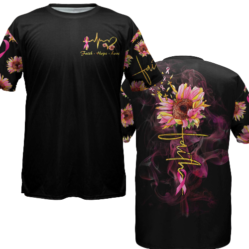 Gifury Breast Cancer T-shirt Breast Cancer Faith Love Hope Golden Petals Sunflower Black Hoodie Breast Cancer Hoodie 2022