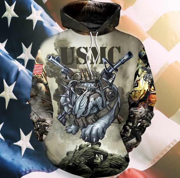 USMC Veteran Hoodie Shirt USMC Marine Bulldog Semper Fi 3D Hoodie