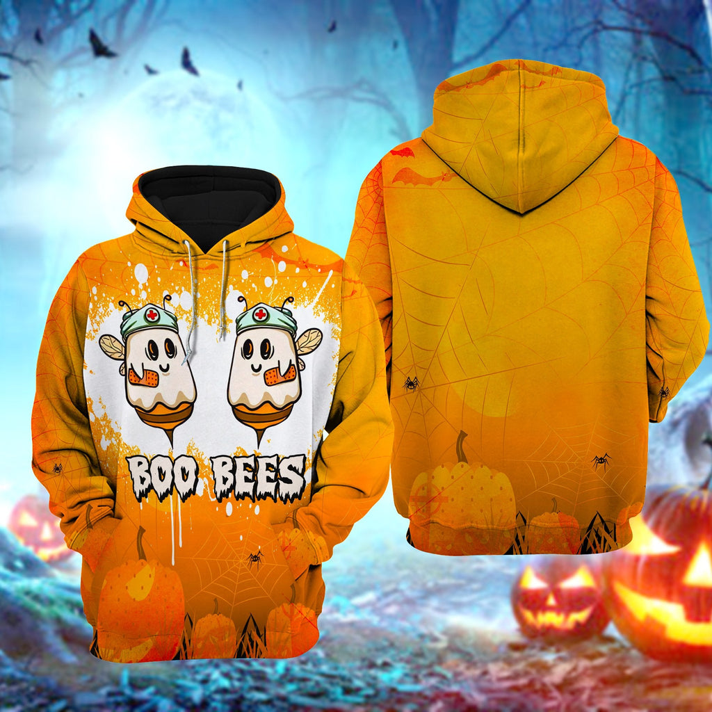 Gifury Halloween Shirt Halloween Apparel Boo Bees Shirt Halloween Boo Bees Nurse Orange Hoodie Halloween Hoodie 2022