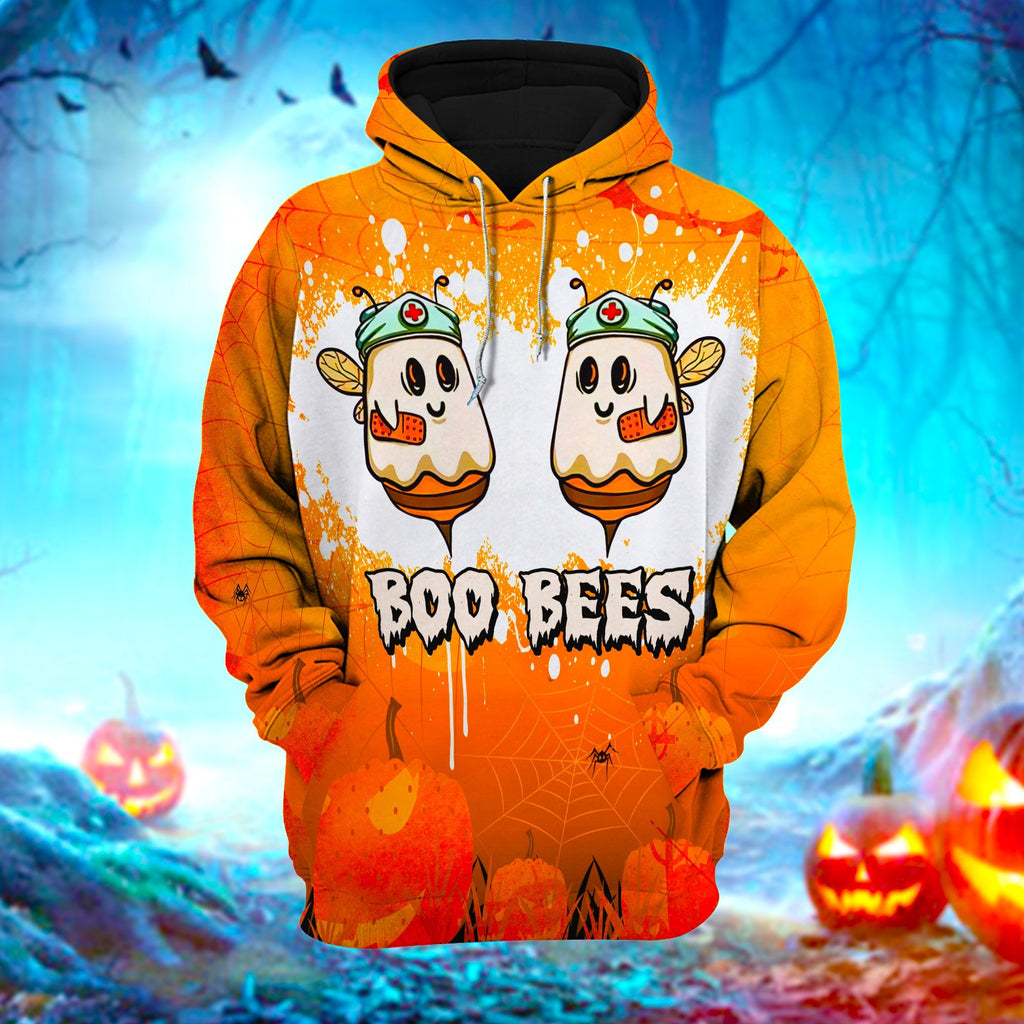 Gifury Halloween Shirt Halloween Apparel Boo Bees Shirt Halloween Boo Bees Nurse Orange Hoodie Halloween Hoodie 2023