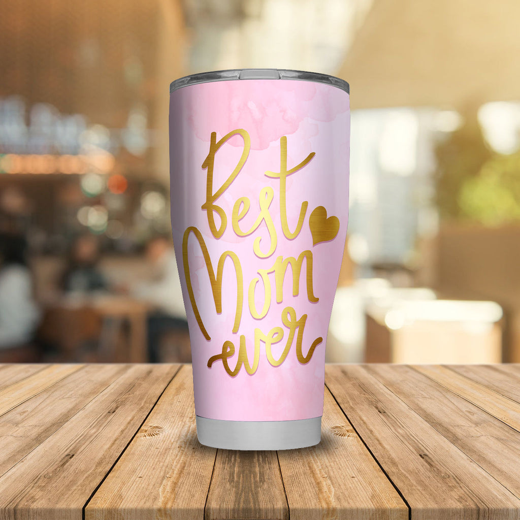 Gifury Mother Tumbler 20 oz Mothers Travel Mug Best Mom Ever Sublimation Tumbler Pink Golden Mothers Day Gift 2022